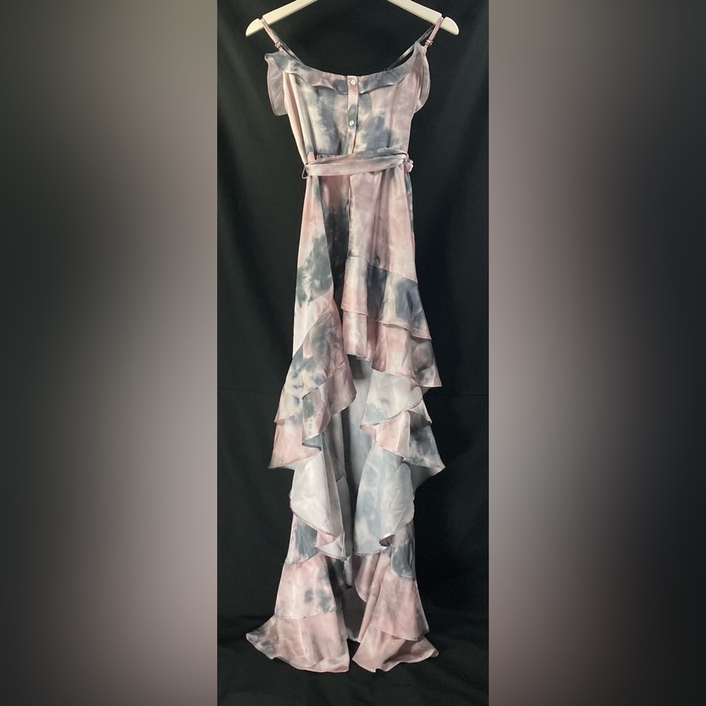 Elegant Tie-Dye High Low Dress